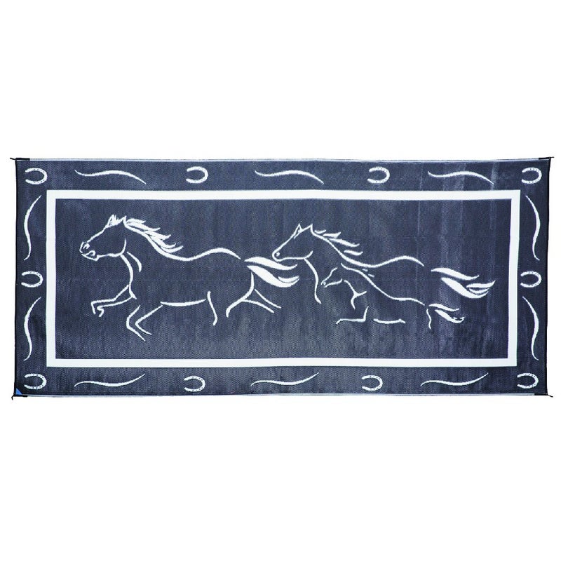 Stylish Camping GH8181 Black/White 8' x 18' Galloping Horses Mat, 1 Pack - Image 2